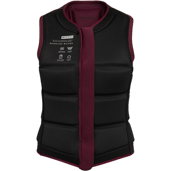 2026 Mystic Womens Star Front Zip Wake Impact Vest 35005.240246 - Oxblood Red